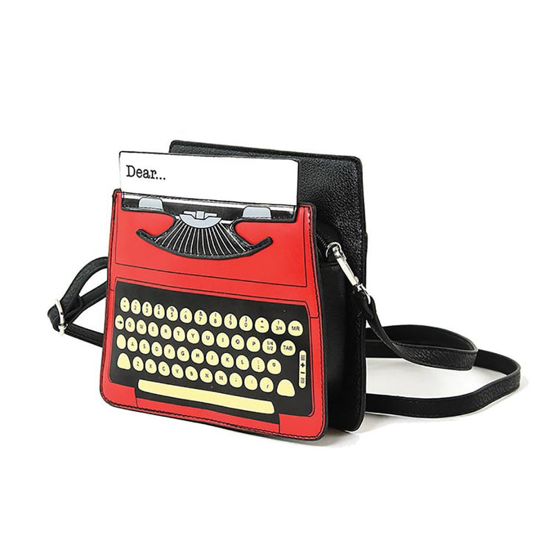 Vintage Typewriter Screen Print Vinyl Satchel Handbag