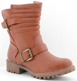 Motorcycle Harness Engineer Quilted Vegan Biker Lug Boot