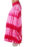 Womens Fuchsia Funky Tie Dye Foldable Waist Maxi Knit Skirt