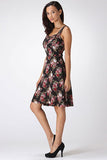 Braided Neckline Floral Rose Womens Elegant Evening Dress 