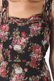 Braided Neckline Floral Rose Womens Elegant Evening Dress 