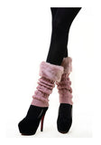  Fourever Funky Women's Faux Fur Raised Chain Link Sweater Leg Warmer