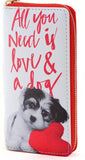 All You Need is Love & a Dog Cute Bi-Fold Vegan Leather Wallet