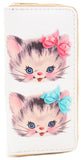 Adorable Kittens Cute Bows Bi-Fold Vegan Leather Wallet