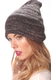  Grey Striped Design Slouchy Loose Knit Oversized Fashion Beanie