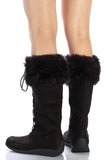 Fur Cuff Lace-up Vegan Mocassin Eskimo Winter Boots