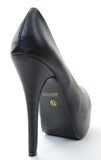 Black Almond Toe Hidden Platform Stiletto Pump