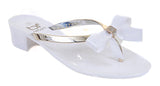  White Jewels Bow Wedding Flat Flip-flop Thong Sandal Slipper