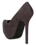  Grey Hidden Platform High Heel Stiletto Pump