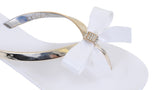  White Jewels Bow Wedding Flat Flip-flop Thong Sandal Slipper