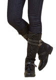 Vintage Buckled Lace Up Wool Knee vegan Leather Boots