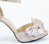  Satin Ribbon Bow Peep Toe Stiletto Heel Sandal Pump