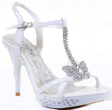  Butterfly Jeweled White Formal Wedding Bridal Heel Sandal