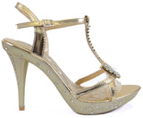  Butterfly Jeweled Gold Formal Wedding Bridal Heel Sandal