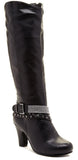 Leah Rocker Leatherette Studded Strap Knee Vegan Boot