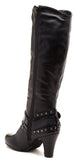 Leah Rocker Leatherette Studded Strap Knee Vegan Boot