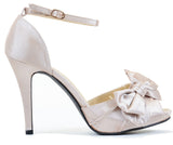  Satin Ribbon Bow Peep Toe Stiletto Heel Sandal Pump