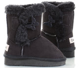  Butterfly Buttons Faux Sheepskin Fur Shearling INFANT Girls Boots