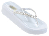  Diamond Rhinestone Bling Wedge Flip Flop Slide Platform Wedding Sandals 