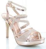  Glitter Mesh Metallic Strappy Open Toe Stiletto Party Sandal Heels