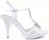  Butterfly Jeweled White Formal Wedding Bridal Heel Sandal