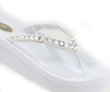  Diamond Rhinestone Bling Wedge Flip Flop Slide Platform Wedding Sandals 