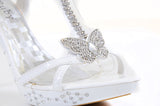  Butterfly Jeweled White Formal Wedding Bridal Heel Sandal