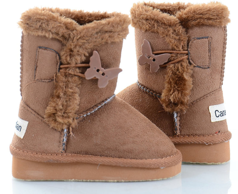  Butterfly Buttons Faux Sheepskin Fur Shearling INFANT Girls Boots