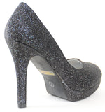  Black Glitter Sparkle Formal Stiletto Party Heels Women 