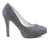  Black Glitter Sparkle Formal Stiletto Party Heels Women 