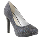  Black Glitter Sparkle Formal Stiletto Party Heels Women 