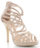  Glitter Mesh Caged Strappy Open Toe Stiletto Party Sandal Heels