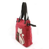 Lovely Cats Vegan Furry Studded Canvas Tote Bag Purse