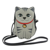 Sleepyville Critters Grey Cat Vinyl Crossbody Purse