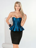  Sapphire Blue Sexy Peplum Flare Womens Lingerie Corset Top 