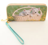 Kittens Puppies! Colorful Cute Bi-Fold Vegan Leather Wallet