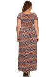 Plus Size Colorful Chevron Wench Style Maxi Dress U.S.A