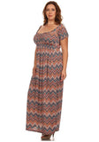 Plus Size Colorful Chevron Wench Style Maxi Dress U.S.A