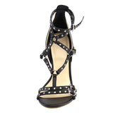 Studded Strappy Ankle Wrapped Stiletto Heel Women's Sandals