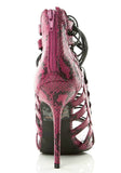 Pink VEGAN Snake Lace up Corset Stiletto Women's Heel