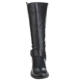  Black Riding Ankle Strap Knee-high Women's Vegan Boots