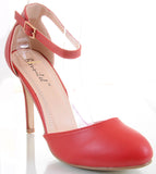  Red Maryjane Rockabilly Anklet Round toe Vegan