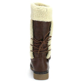 Fur Trim Lace Back Quilted Winter Knee High Buckle Women's Boots