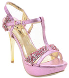 Glitter Rhinestone Evening Platform Sandal Formal Women's Heels