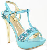 Glitter Rhinestone Evening Platform Sandal Formal Women's Heels