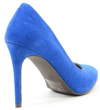  Vegan Suede Pointy Toe Single Sole Women's Fashion Pump - Red or Blue