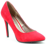  Vegan Suede Pointy Toe Single Sole Women's Fashion Pump - Red or Blue