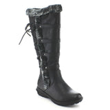  Fur Trim Back Lace Up Knee High Boots Winter Boots Womens