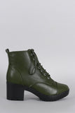 Lug Combat Cap Toe Booties Women's Vegan Leatherette Ankle Boots