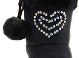 Super Furry Rhinestone Hearts Infant Baby Fashion Pom Winter Boots